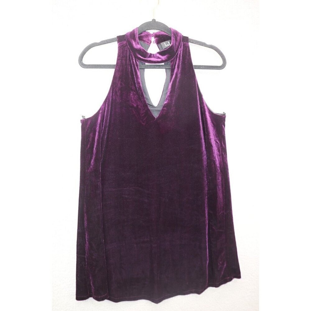 Lulu's Purple Velvet Halter Style Dress-Size Medium-Lined-Whimsigoth